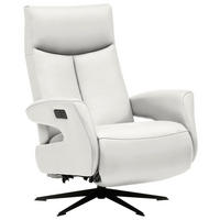 RELAXSESSEL Echtleder Relaxfunktion    - Schwarz/Weiß, Design, Leder/Metall (74/105/82cm) - Welnova