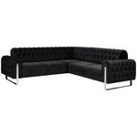 ECKSOFA  in Velours Schwarz  264/264 cm  - Goldfarben/Schwarz, KONVENTIONELL, Textil/Metall (264/264cm) - Carryhome