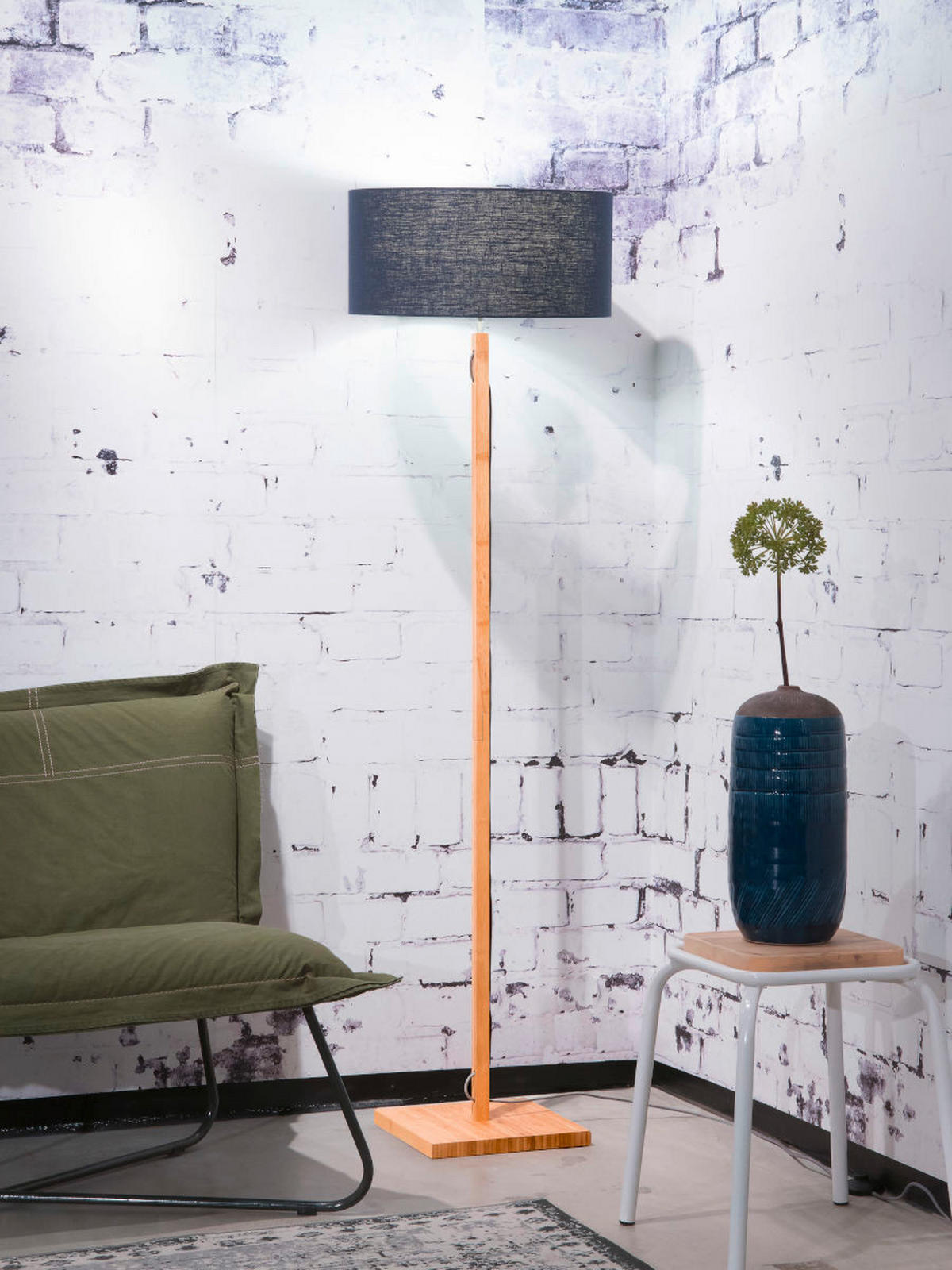 STOJACÍ LAMPA, 47/167 cm  - modrá/přírodní barvy, Trend (47/167cm) - Good & Mojo