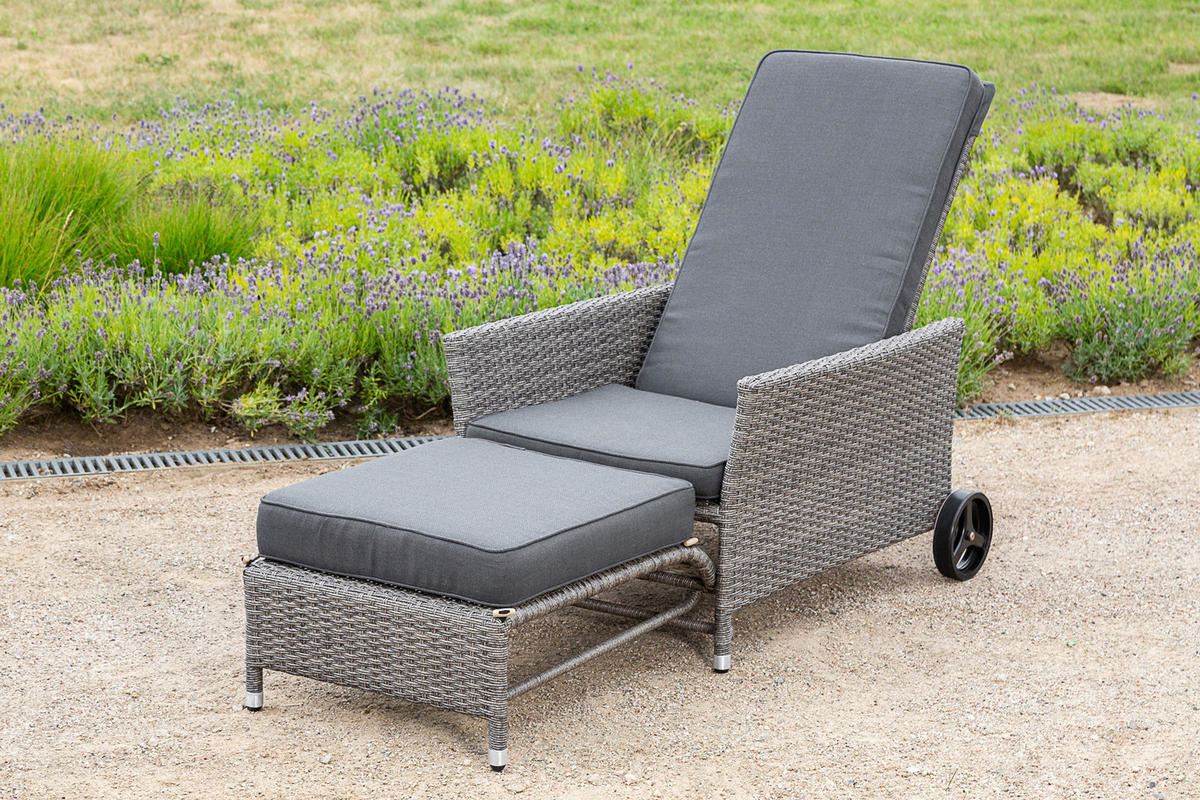 GARTENLIEGE 68/105/175 cm  - Dunkelgrau/Grau, KONVENTIONELL, Kunststoff/Textil (68/105/175cm) - Gardenson