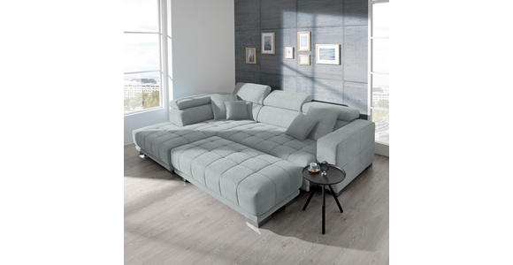 ECKSOFA in Mikrofaser Platinfarben  207/301 cm  - Platinfarben/Chromfarben, Design, Textil/Metall (207/301cm) - Xora