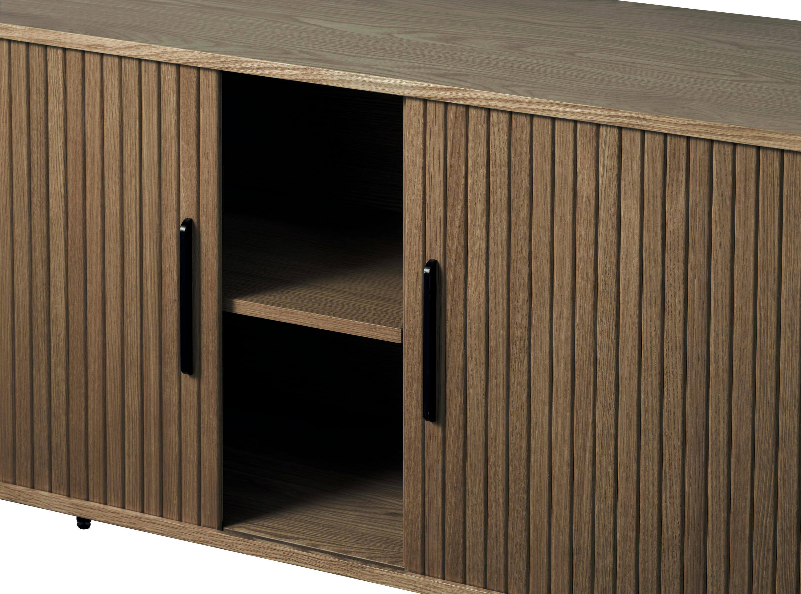 Thumbnail - home24 Sideboard, Schwarz, Eiche dunkel, Holzwerkstoff, Eiche, furniert, 2 Fächer, 180x76x45 cm, Beimöbel erhältlich, st...