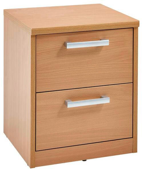 NACHTSCHRANK 38/46/36 cm - Silberfarben/Buchefarben, Basics, Holzwerkstoff/Kunststoff (38/46/36cm) - Xora