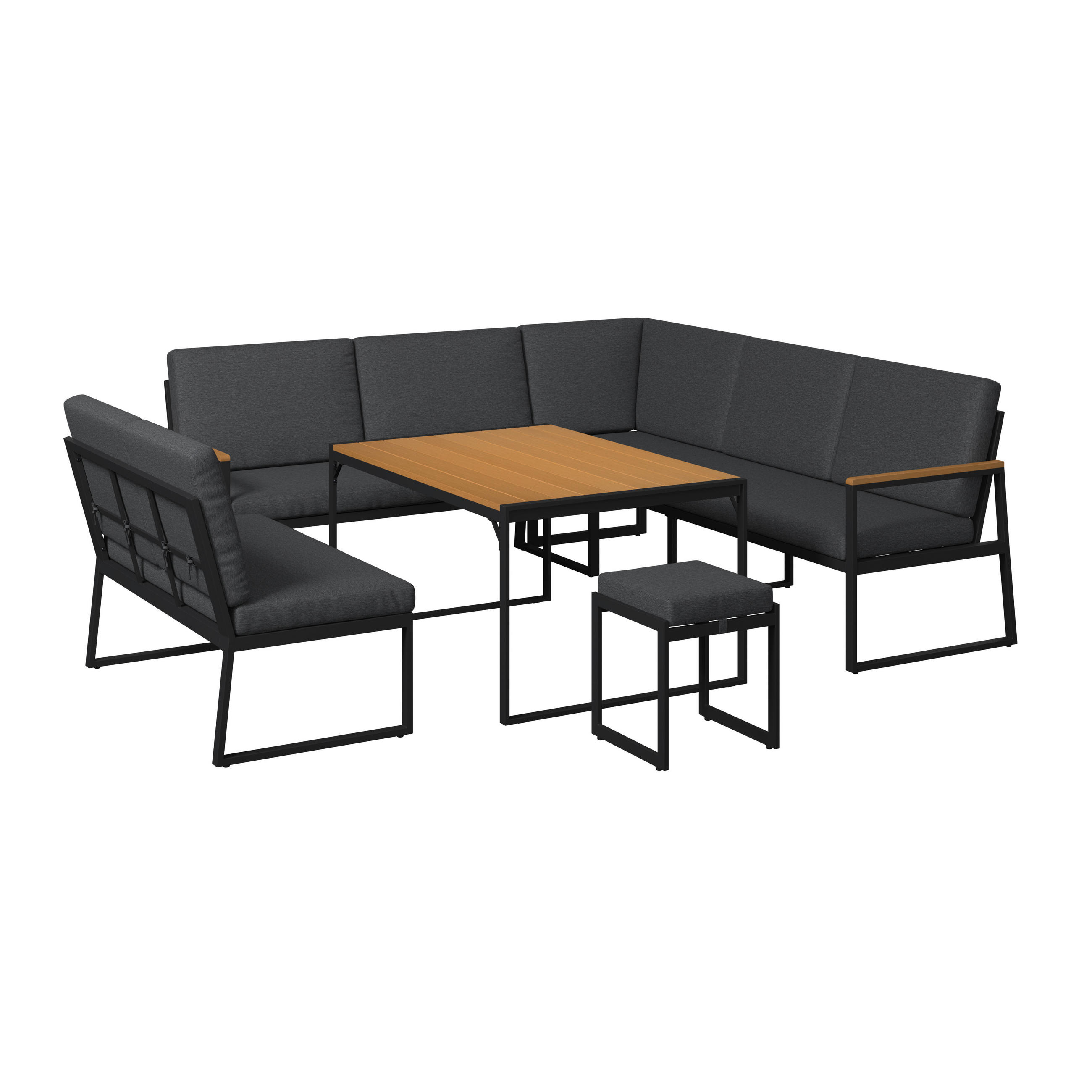 DINING-LOUNGESET Eisen  - Anthrazit/Naturfarben, MODERN, Kunststoff/Textil (230/80/230cm) - Ambia Garden