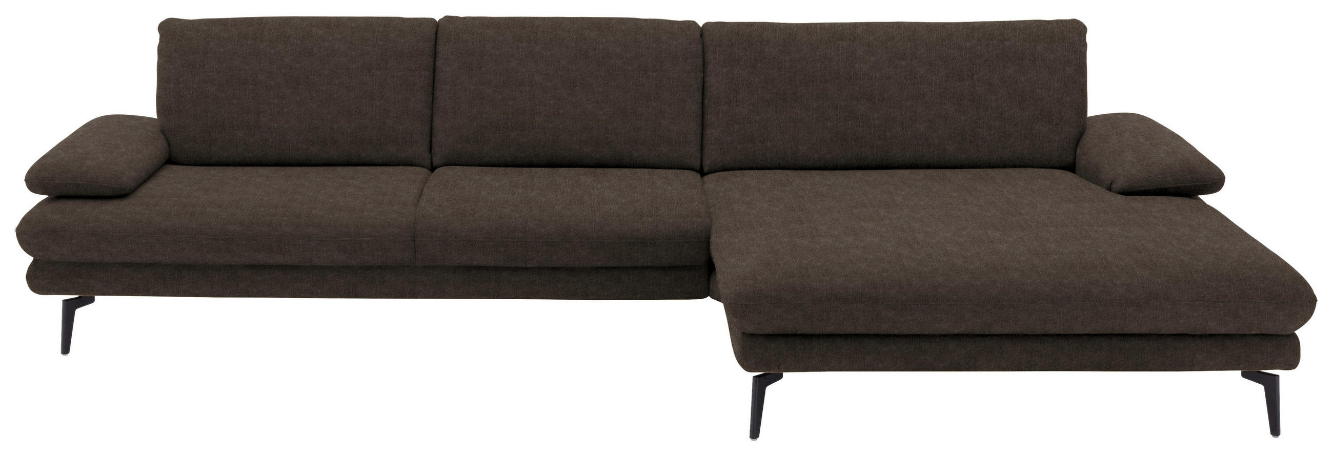 ECKSOFA in Velours Dunkelbraun  - Dunkelbraun/Schwarz, Design, Textil/Metall (310/180cm) - Dieter Knoll