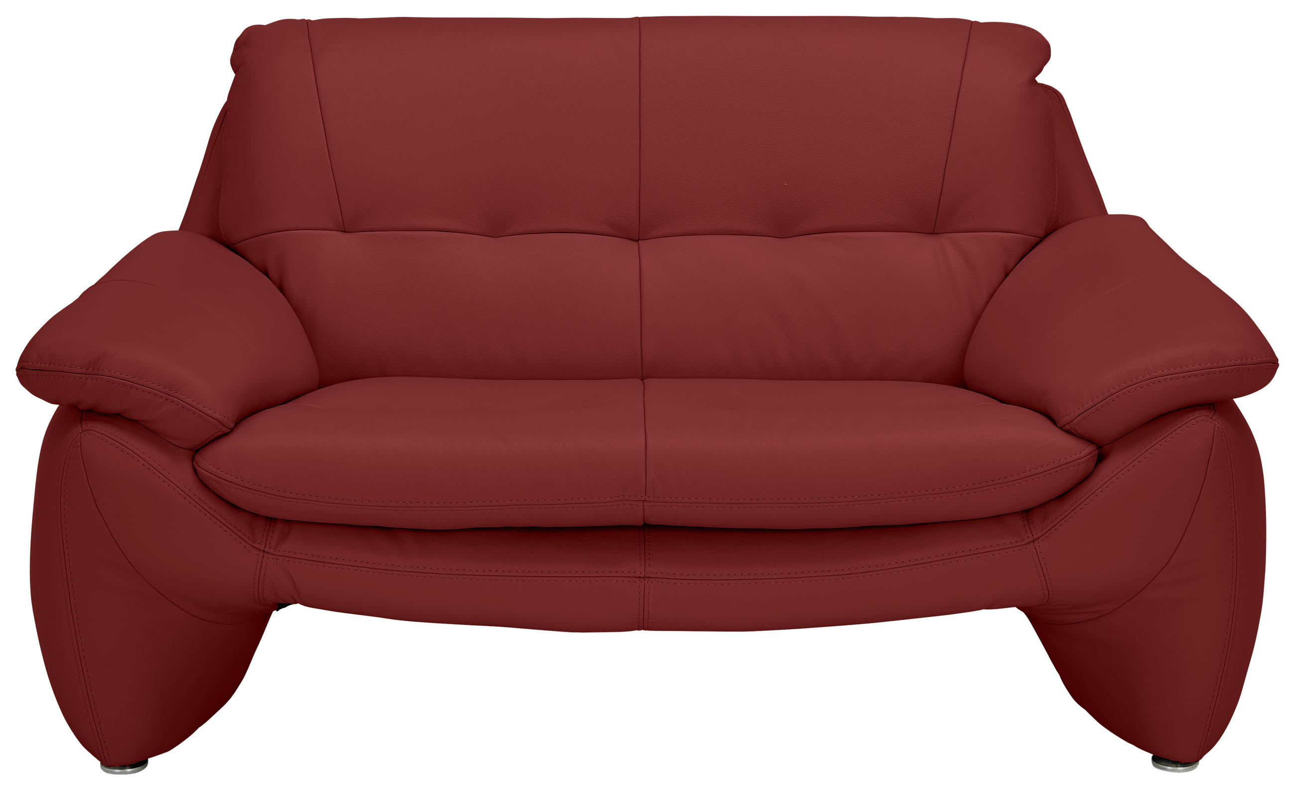 2-SITZER-SOFA Rot Echtleder  - Silberfarben/Rot, KONVENTIONELL, Leder/Metall (154/86/91cm) - Celina Home