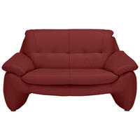 2-SITZER-SOFA Rot Echtleder  - Silberfarben/Rot, KONVENTIONELL, Leder/Metall (154/86/91cm) - Celina Home