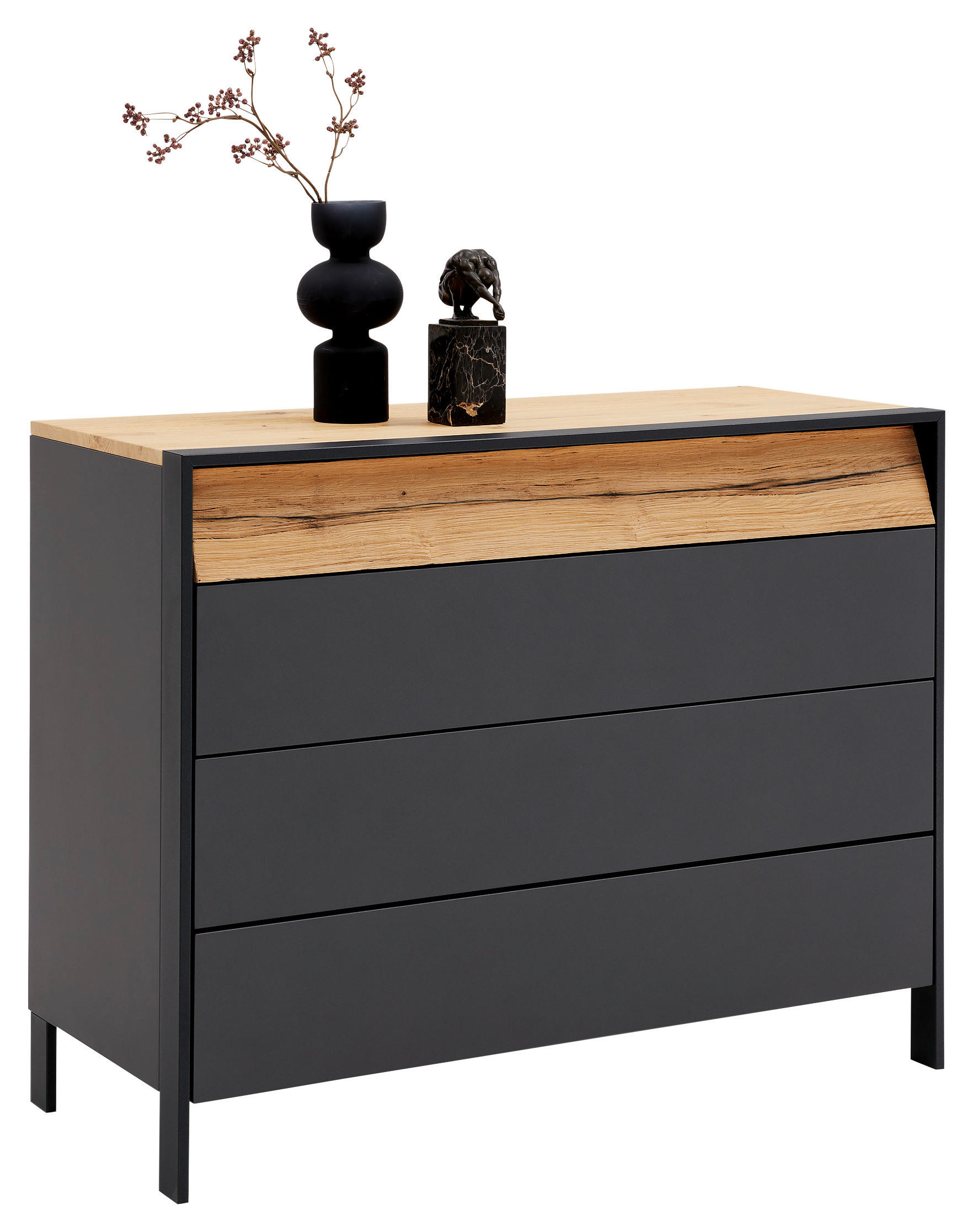 SIDEBOARD  in 153,6/91/49 cm  - Eichefarben/Schwarz, Design, Holz/Holzwerkstoff (153,6/91/49cm) - Musterring