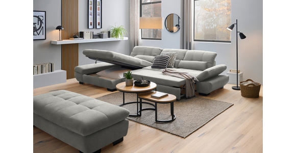 ECKSOFA  in Flachgewebe Hellgrau  204/341 cm  - Hellgrau/Schwarz, Design, Textil/Metall (204/341cm) - Xora