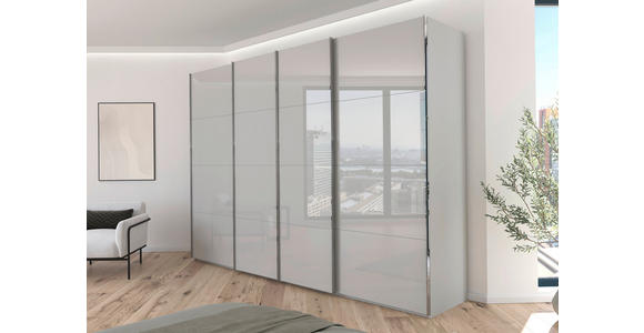 SCHWEBETÜRENSCHRANK 316/223/68 cm 4-türig Hellgrau - Chromfarben/Hellgrau, Design, Glas/Holzwerkstoff (316/223/68cm) - Novel