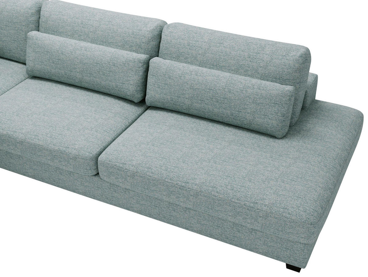 ECKSOFA in Plüsch, Bouclé Hellblau  244/332 cm  - Schwarz/Hellblau, Design, Kunststoff/Textil (244/332cm) - Livetastic