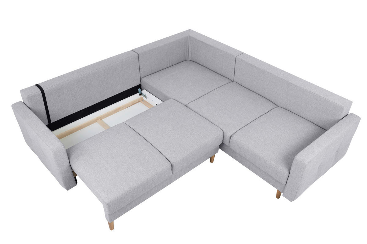 ECKSOFA in Hellgrau  - Buchefarben/Hellgrau, Design, Holz/Textil (242/242cm) - MID.YOU