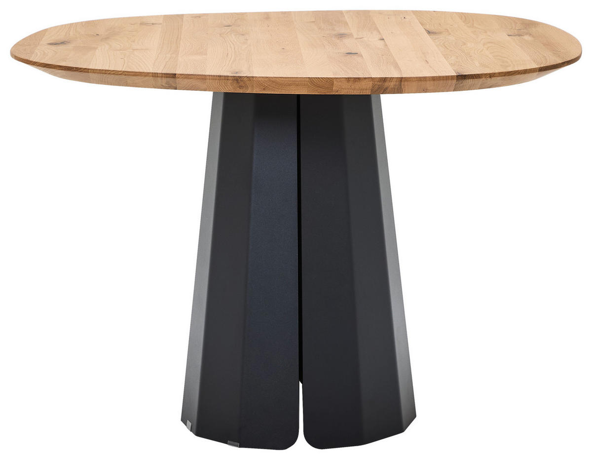 ESSTISCH Eiche massiv Freiform Schwarz, Eichefarben  - Eichefarben/Schwarz, Natur, Holz/Metall (113/113/78cm) - Valdera