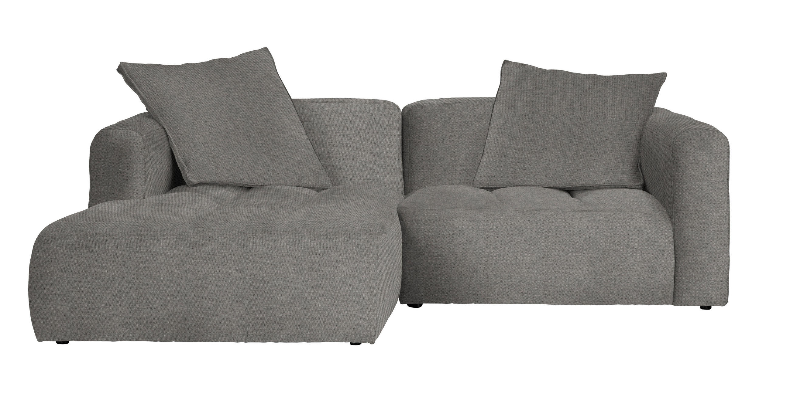 ECKSOFA in Flachgewebe Hellgrau  - Hellgrau/Schwarz, Modern, Kunststoff/Textil (173/240cm) - Stylife