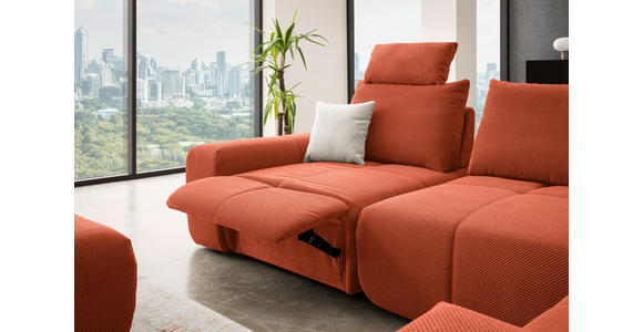 ECKSOFA in Velours Terracotta  - Terracotta/Schwarz, Design, Kunststoff/Textil (326/236cm) - Xora