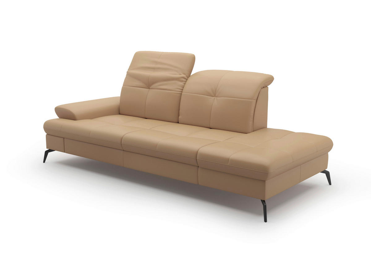 RÉCAMIERE in Echtleder Cappuccino  - Schwarz/Cappuccino, Konventionell, Leder/Metall (231/90/122cm) - Sit & More