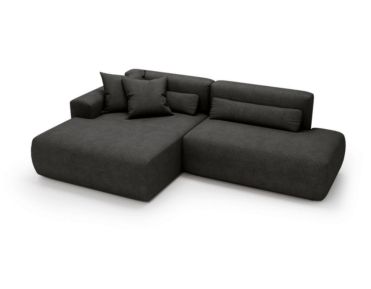 ECKSOFA REVE in Chenille Anthrazit  160/284 cm  - Anthrazit/Schwarz, Design, Kunststoff/Textil (160/284cm) - Livetastic