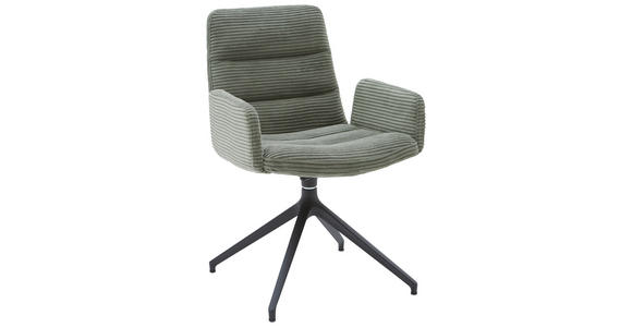 ARMLEHNSTUHL in Cord - Schwarz/Graugrün, Design, Textil/Metall (61/88/66cm) - Dieter Knoll