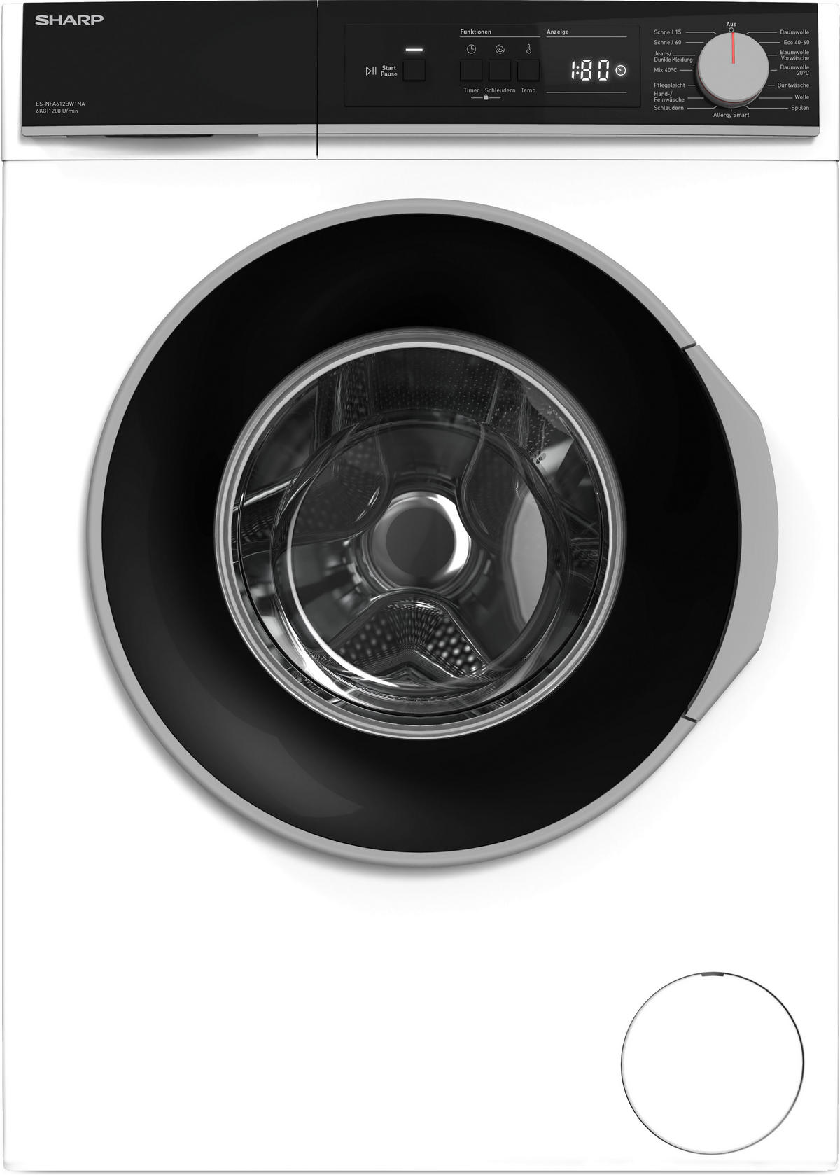 WASCHMASCHINE ES-NFA612BW1NA-DE   - Weiß, Basics, Glas/Kunststoff (59.7/84.5/49,7cm) - Sharp