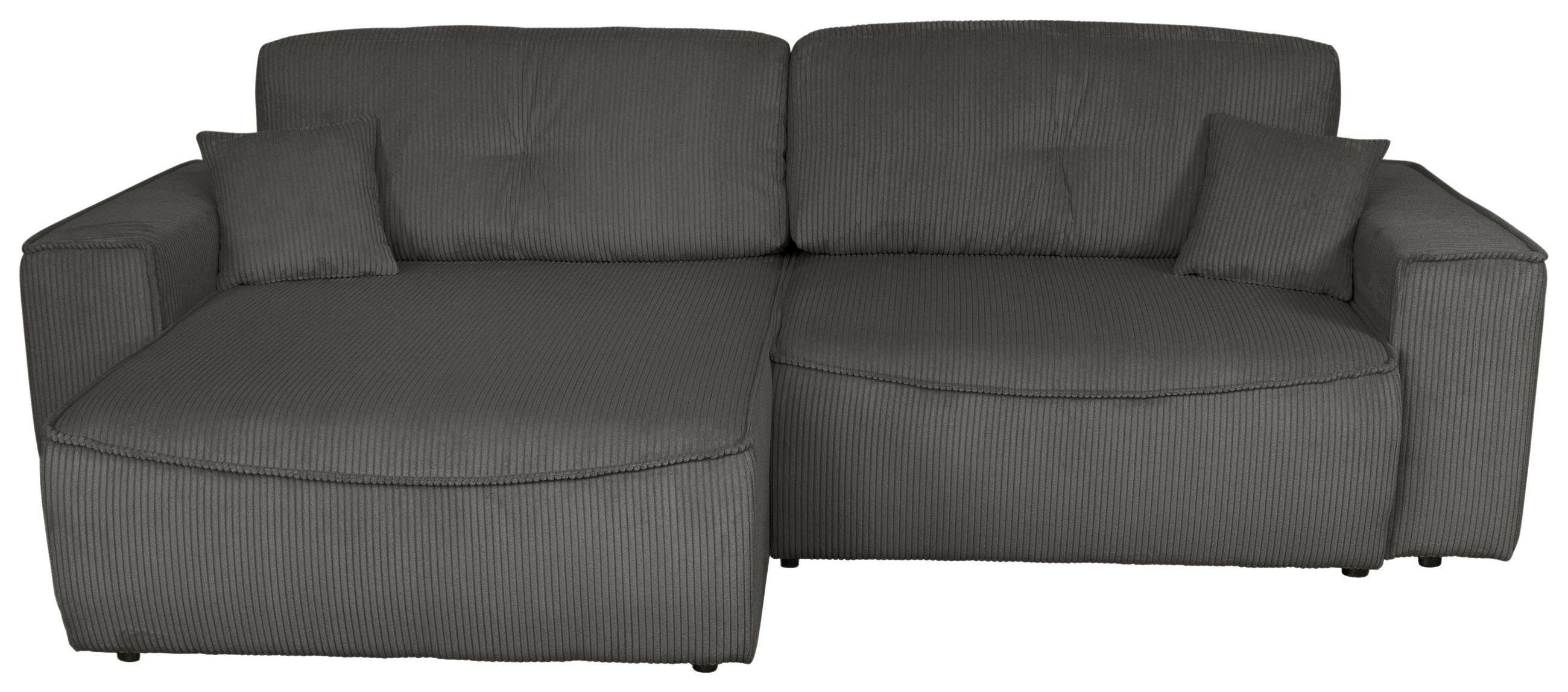 ECKSOFA Graphitfarben Cord  - Schwarz/Graphitfarben, KONVENTIONELL, Kunststoff/Textil (148/265cm) - Carryhome