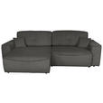 ECKSOFA Graphitfarben Cord  inkl. Zierkissen, Rückenkissen, Bettkasten, Schlaffunktion, Rücken echt, Liegefläche im Originalstoff  - Schwarz/Graphitfarben, KONVENTIONELL, Kunststoff/Textil (148/265cm) - Carryhome