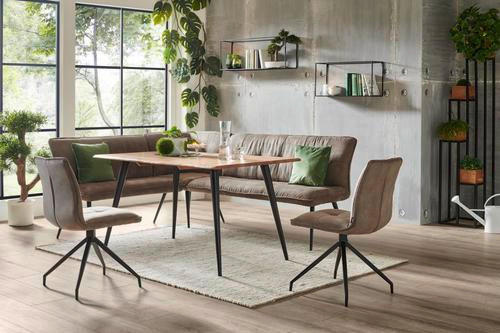 HÖRNBÄNK 170/210 cm  i brun, svart  - brun/svart, Design, metall/textil (170/210cm) - Hom`in