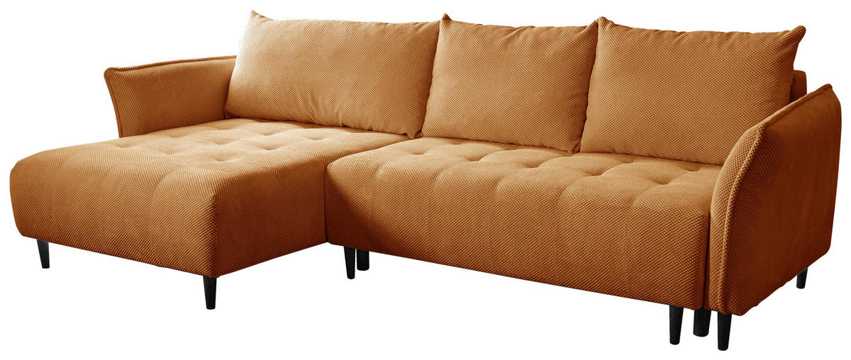ECKSOFA MONTE CARLO Senfgelb Struktur, Plüsch  - Senfgelb/Schwarz, Trend, Textil (160/290cm) - MID.YOU
