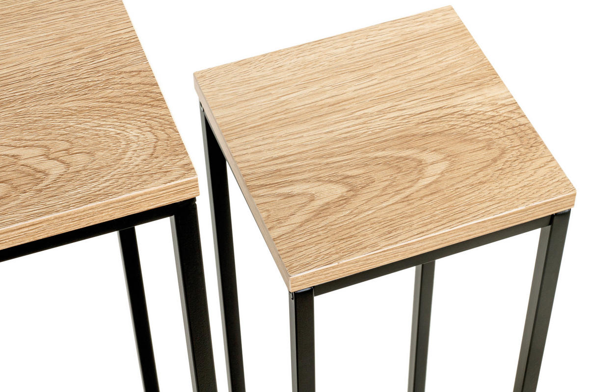 BEISTELLTISCHSET in Metall, Holzwerkstoff 19-23/19-23/54-67 cm  - Eichefarben/Schwarz, Trend, Holzwerkstoff/Metall (19-23/19-23/54-67cm)