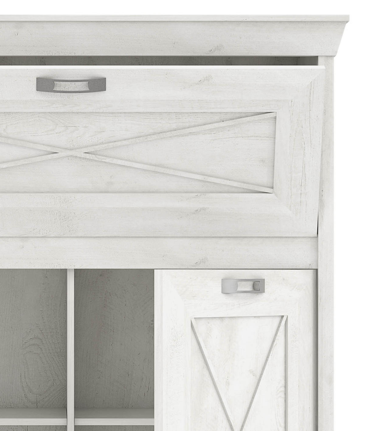 HIGHBOARD  in 123/143,3/48,2 cm  - Silberfarben/Weiß, ROMANTIK / LANDHAUS, Holzwerkstoff/Kunststoff (123/143,3/48,2cm) - MID.YOU
