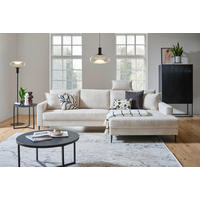 ECKSOFA Creme Cord  - Creme/Schwarz, KONVENTIONELL, Textil/Metall (276/173cm) - Carryhome