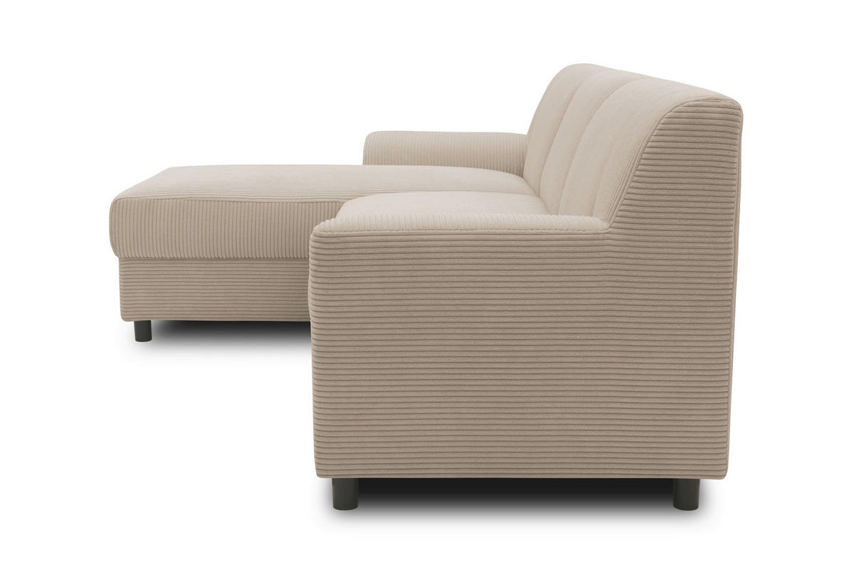 ECKSOFA CAPRI 2 Taupe Cord Zierkissen  - Taupe/Schwarz, Basics, Kunststoff/Textil (146/241cm) - MID.YOU