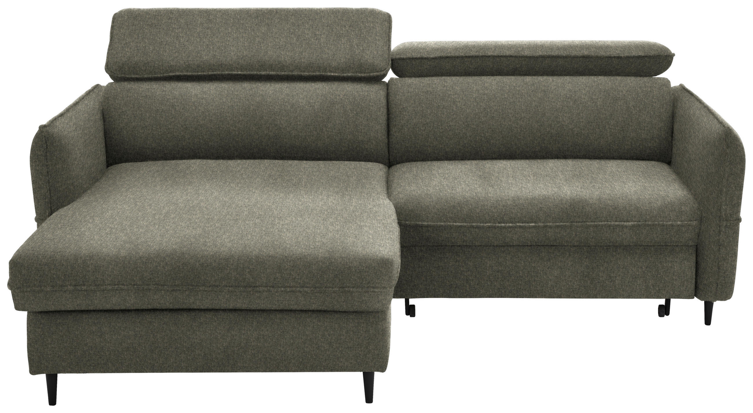 ECKSOFA in Samt Taupe  - Taupe/Schwarz, Design, Holz/Textil (185/232cm) - Stylife