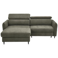 ECKSOFA in Samt Taupe  - Taupe/Schwarz, Design, Holz/Textil (185/232cm) - Stylife