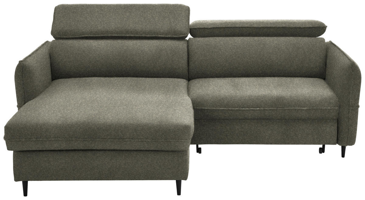 ECKSOFA in Samt Taupe  - Taupe/Schwarz, Design, Holz/Textil (185/232cm) - Stylife