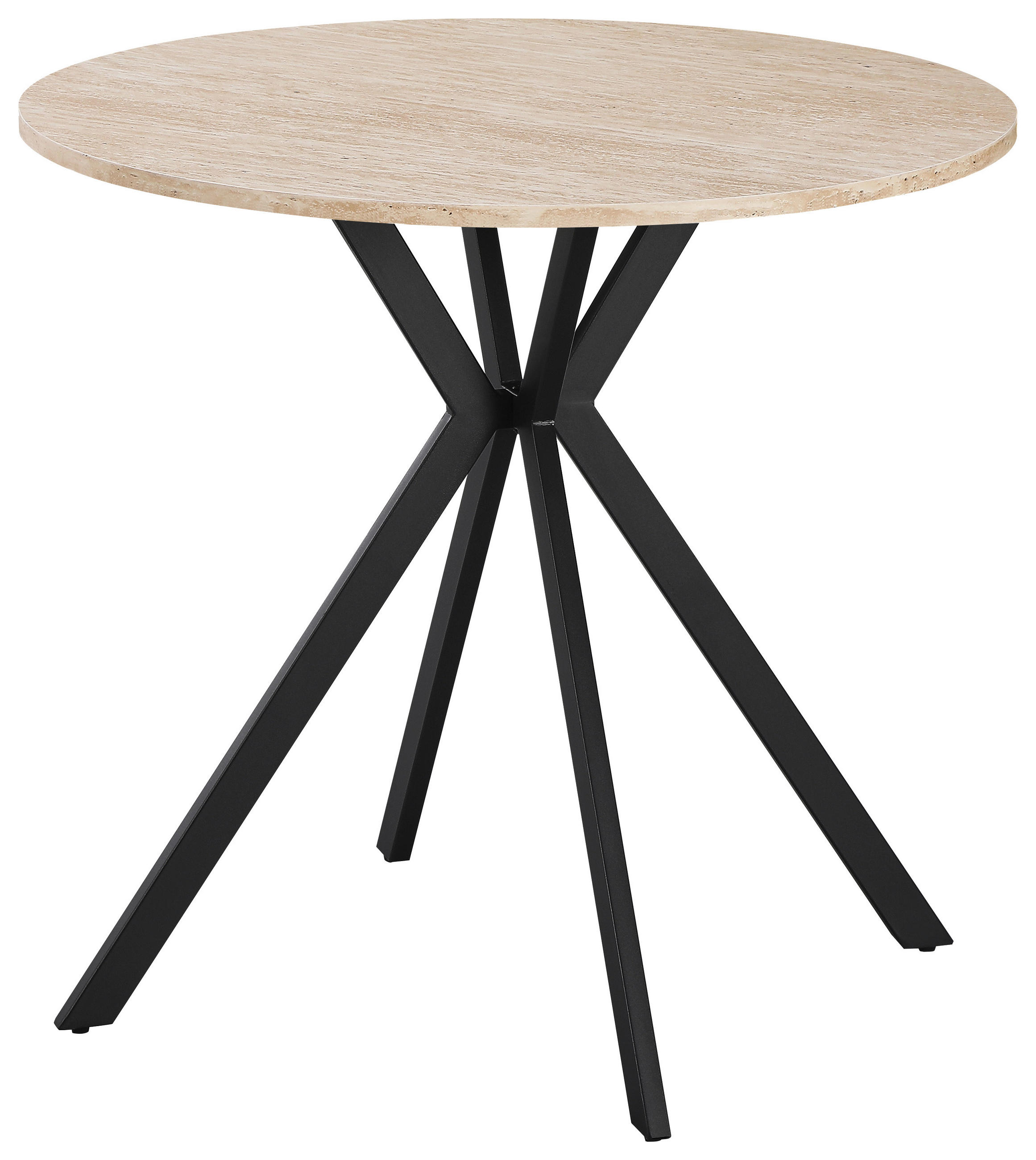 ESSTISCH 80/80/76 cm Nachbildung  Metall, Holzwerkstoff rund Schwarz, Beige  - Beige/Schwarz, Design, Holzwerkstoff/Metall (80/80/76cm) - Milino
