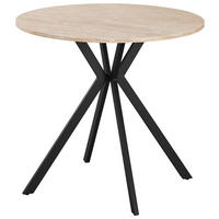 ESSTISCH 80/80/76 cm Nachbildung  Metall, Holzwerkstoff rund Schwarz, Beige  - Beige/Schwarz, Design, Holzwerkstoff/Metall (80/80/76cm) - Milino