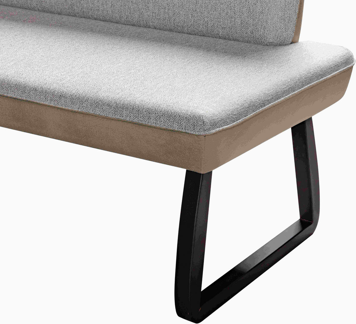 ECKBANK 210/178 cm Webstoff Hellgrau, Beige Buche vollmassiv   - Beige/Hellgrau, KONVENTIONELL, Holz/Textil (210/178cm) - Novel