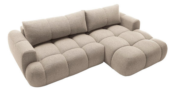 ECKSOFA Beige Struktur  inkl. Rückenkissen, Bettkasten, Schlaffunktion, Rücken echt, Liegefläche im Originalstoff  - Beige/Schwarz, KONVENTIONELL, Kunststoff/Textil (272/172cm) - Carryhome