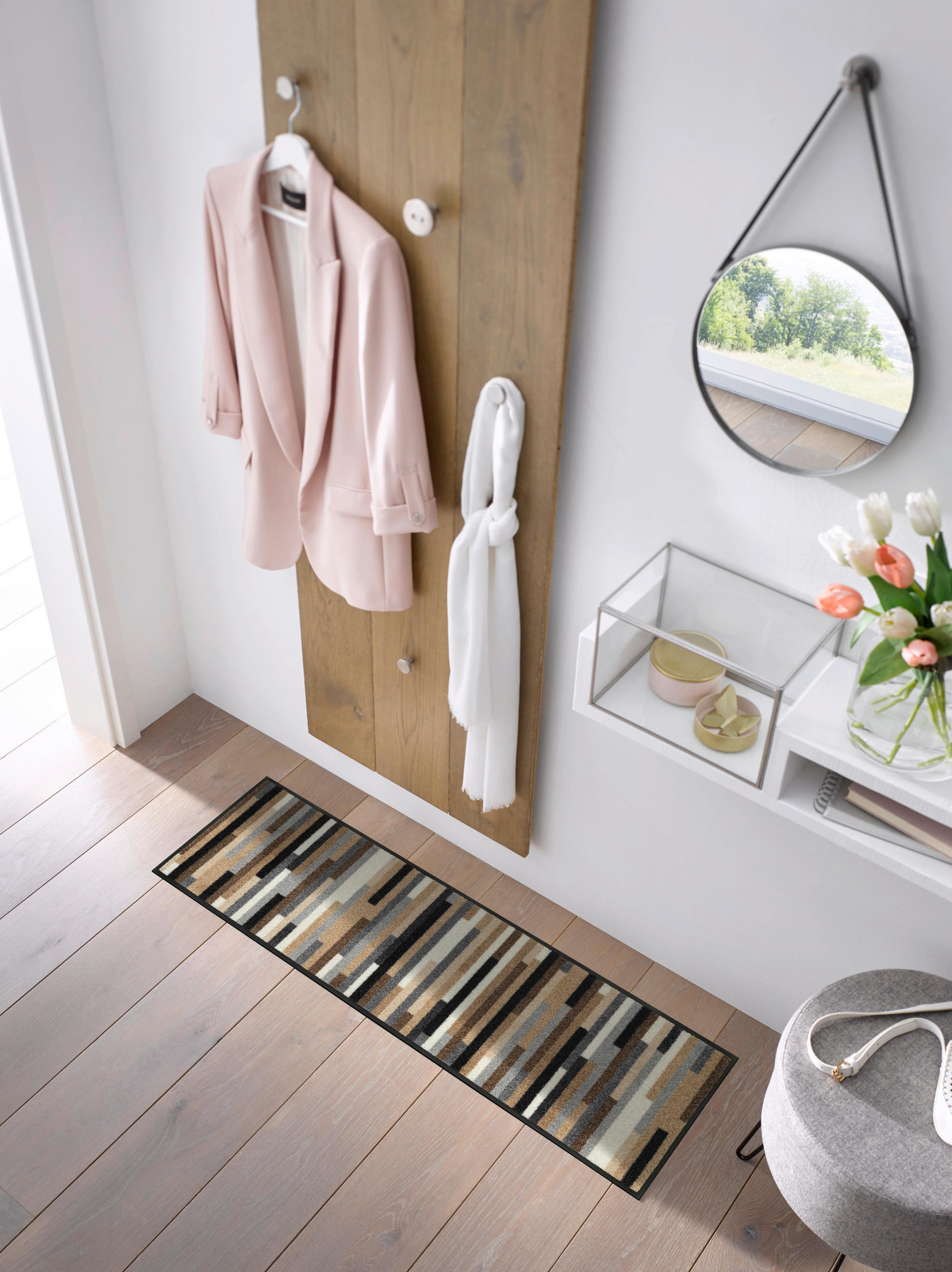 DVEŘNÍ ROHOŽKA, 35/120 cm, hnědá, šedá, béžová - šedá/hnědá, Konvenční, textil/plast (35/120cm) - Esposa