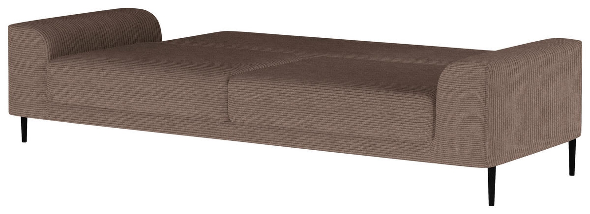 SCHLAFSOFA in Cord Braun  - Schwarz/Braun, Design, Textil/Metall (250/89/105cm) - Welnova
