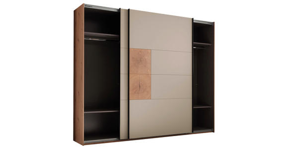 SCHWEBETÜRENSCHRANK  in Kaschmir, Eiche Artisan  - Kaschmir/Schwarz, KONVENTIONELL, Holzwerkstoff/Metall (270/225,5/63,7cm) - Xora
