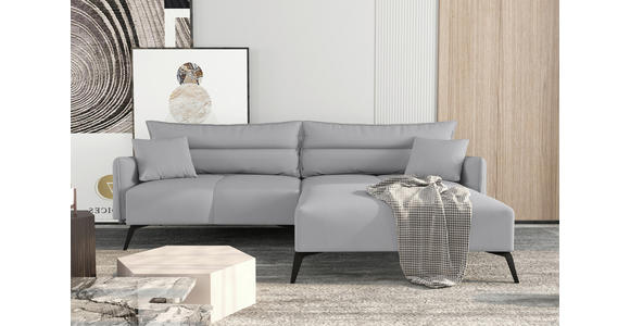 ECKSOFA  in Cord Hellgrau  253/180 cm  - Hellgrau/Schwarz, KONVENTIONELL, Textil/Metall (253/180cm) - Carryhome