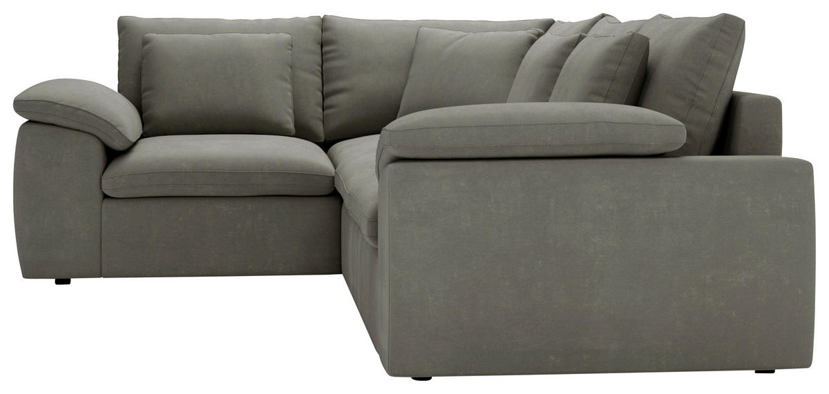 ECKSOFA Chenille Grau  - Schwarz/Grau, Design, Kunststoff/Textil (216/289cm) - Livetastic