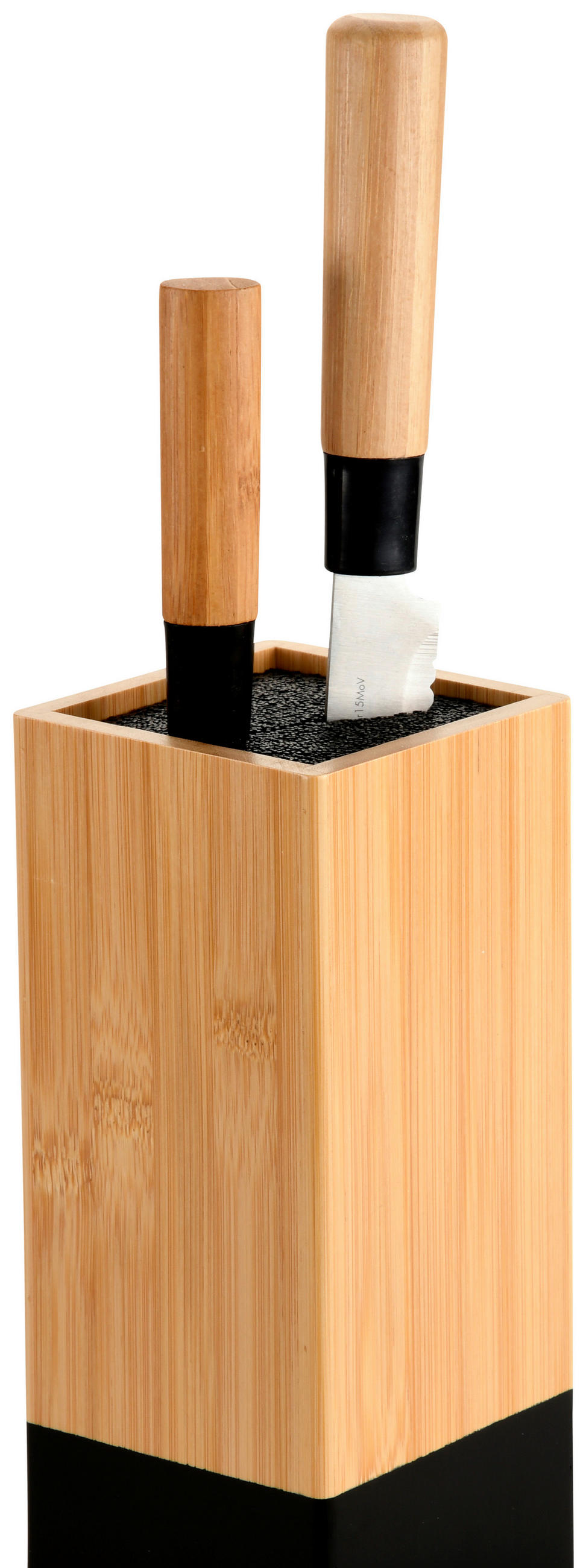 BLOK ZA NOŽEVE   - svetlobraon/crna, Osnovno, drvo/plastika (10/10/23cm) - Kesper