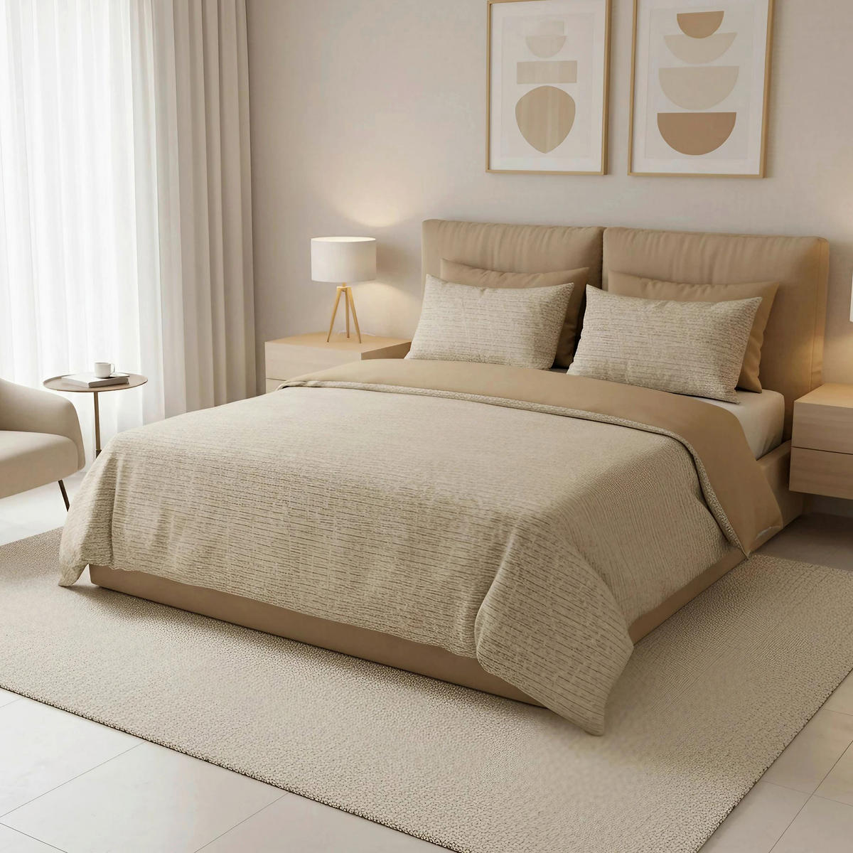 BETTWÄSCHE 135/200 cm  - Senfgelb/Weiß, Basics, Textil (135/200cm)