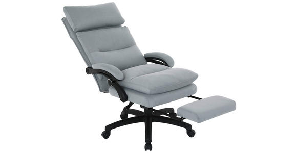 CHEFSESSEL in Mikrofaser Hellgrau - Hellgrau/Schwarz, MODERN, Kunststoff/Textil (63,5/114-122/70cm) - Venda