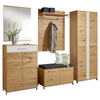 GARDEROBE 6-teilig  in 250/195/40 cm  - Eichefarben/Weiß, Design, Glas/Holz (250/195/40cm)