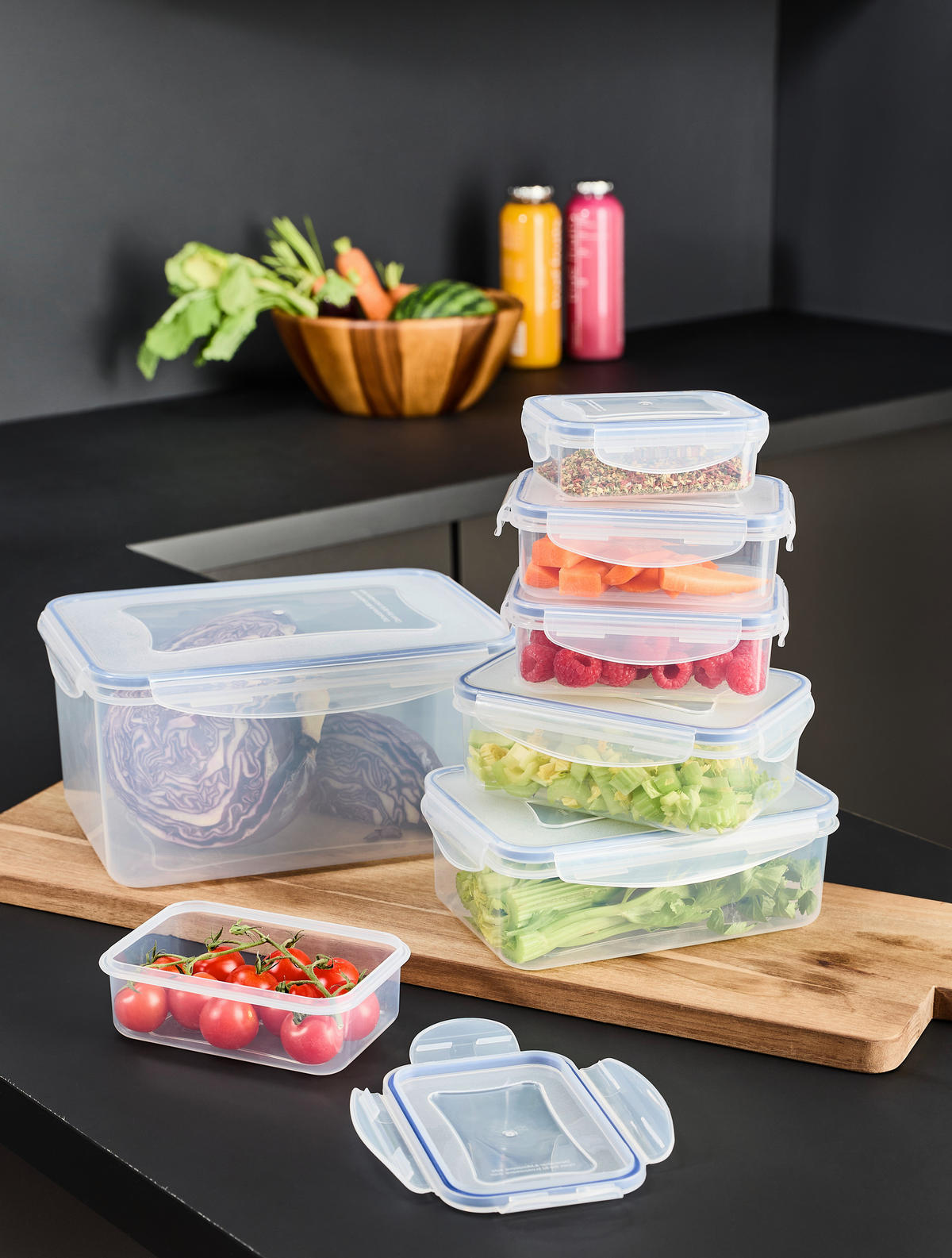 Set Recipiente Alimentare   - albastru/transparent, Basics, plastic - Homeware Profession.