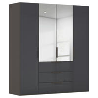 DREHTÜRENSCHRANK 201/223/61 cm,  in Graphitfarben, 4 Tür(en)  - Graphitfarben, Basics, Glas/Holzwerkstoff (201/223/61cm) - Novel