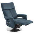 RELAXSESSEL in Leder Blau  - Blau/Edelstahlfarben, Design, Leder/Metall (78/112/85cm) - Cantus